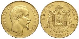 France, Napoleon III, 50 Francs 1857-A Au g ... 