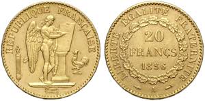 France, Modern Republic, 20 Francs 1896-A, ... 