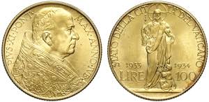Roma, Pio XI, 100 Lire 1933-1934, Au g 8,80 ... 