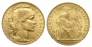 France, Modern Republic, 20 Francs 1911, Au ... 
