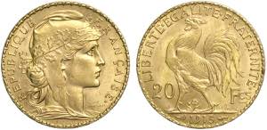 France, Modern Republic, 20 Francs 1913, Au ... 