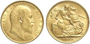 Great Britain, Edward VII, Sovereign 1909, ... 