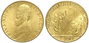 Roma, Pio XII, 100 Lire 1950, Au g 5,19 FDC