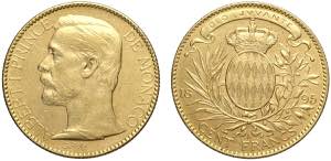 Monaco, Albert I, 100 Francs 1895, Au g ... 
