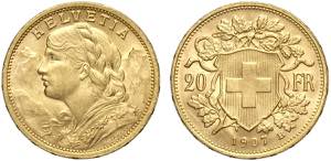 Switzerland, Confederation, 20 Francs 1907, ... 
