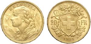Switzerland, Confederation, 20 Francs 1911, ... 