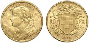Switzerland, Confederation, 20 Francs 1915, ... 