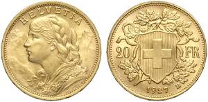 Switzerland, Confederation, 20 Francs 1927, ... 