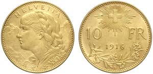 Switzerland, Confederation, 10 Francs 1916, ... 