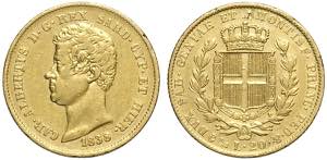 Savoia, Carlo Alberto, 20 Lire 1838 Genova, ... 