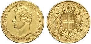 Savoia, Carlo Alberto, 20 Lire 1847 senza ... 