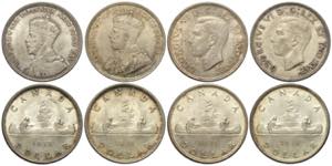 Canada, Lot 4 x Silver Dollar: 1935 (q.FDC), ... 