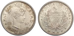 Cuba, Republic, Souvenir Peso 1897, Gorhan ... 