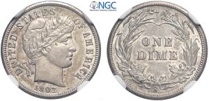 United States of America, Barber Dime 1903-S ... 