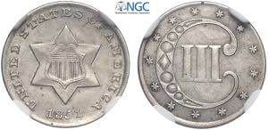 United States of America, Silver 3 Cents ... 