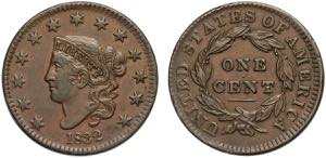 United States of America, Coronet Cent 1832, ... 
