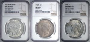 United States of America, Lot 3 x Morgan and ... 