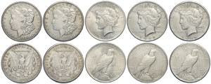 United States of America, Lot 5 x Silver ... 