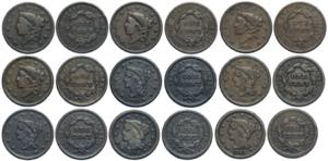 United States of America, Lot 9 x One Cent: ... 