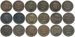 United States of America, Lot 9 x One Cent: ... 