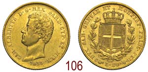 Savoia - Carlo Alberto - 20 Lire 1839 - oro ... 