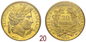 France - Second Republic - 20 Francs 1850 A ... 