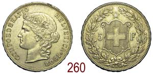 Switzerland - 5 Francs 1908 - argento - ... 