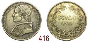  Roma - Pio IX - Scudo 1854 - argento - SPL  ... 