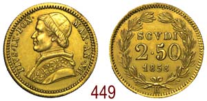 Roma - Pio IX - 2,50 Scudi 1858 XII con R ... 