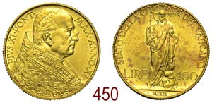 Roma - Pio XI - 100 Lire 1932 - Rara oro - ... 