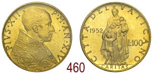Roma - Pio XII - 100 Lire 1952 - RR oro - ... 