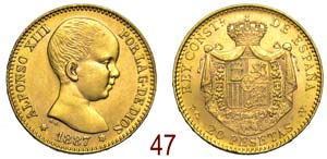 Spain - Alfonso XIII - 20 Pesetas 1887 - oro ... 