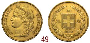 Switzerland - 20 Francs 1896 - oro mm 21 - ... 