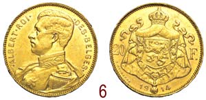 Belgium - Alberto I - 20 Francs 1914 DES ... 