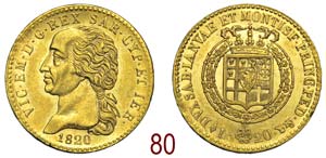  Savoia - Vittorio Emanuele I - 20 Lire 1820 ... 