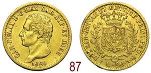 Savoia - Carlo Felice - 20 Lire 1828 L - oro ... 