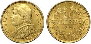 Roma, Pio IX (1846-1870), 20 Lire ... 