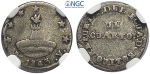 Ecuador, Republic, 1/4 Real 1843-MVA, Mi mm ... 