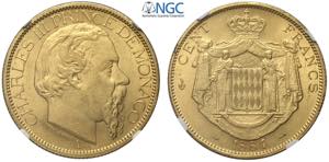 Monaco, Charles III (1856-1889), 100 Francs ... 