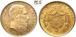 Belgium, Leopold II (1865-1909), 20 Francs ... 