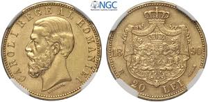 Romania, Carol I (1866-1914), 20 Lei 1890, ... 