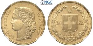 Switzerland, Confederation, 20 Francs 1896 ... 