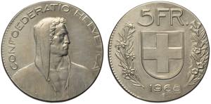 Switzerland, Confederation, 5 Francs 1968 ... 