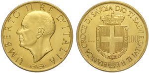 Umberto II (1946), Medaglia in oro da 100 ... 
