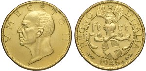 Umberto II (1946), Medaglia in oro da 100 ... 
