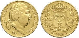 France, Louis XVIII (1814-1824), 20 Francs ... 