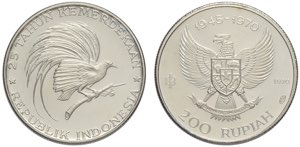 Indonesia, Republic, 200 Rupiah 1970, Ag mm ... 