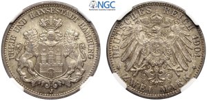 Germany Hamburg, Free City, 2 Mark 1904-J, ... 