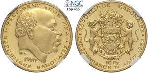 Gabon, Republic, Gold Essai 10 Francs 1960, ... 