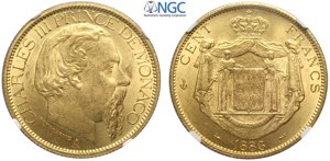 Monaco, Charles III (1856-1889), 100 Francs ... 